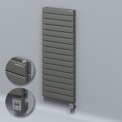 Radiva Tip 20H Elektrikli Çelik Dekoratif Radyatör 1180x500 Antrasit (KTX3 Termostat) 1000W - 220H11800500B2TE7100 - Elektrikli Radyatör