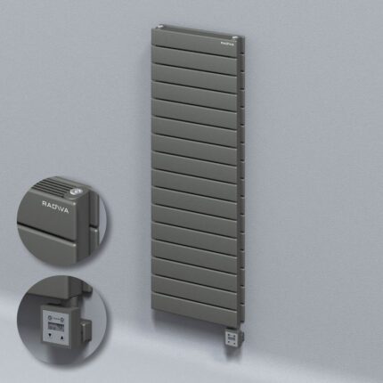 Radiva Tip 21H Elektrikli Çelik Dekoratif Radyatör 1180x400 Antrasit (KTX3 Termostat) 1000W - 221H11800400B2TE7100 - Elektrikli Radyatör