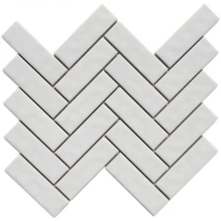 Pukka Tile Beyaz Herringbone Porselen Mozaik - Beyaz-Herringbone - Porselen Mozaik