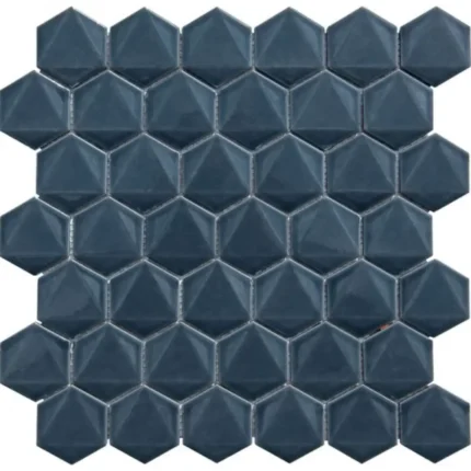 Pukka Tile Duman Mavisi 3D Hexagon Porselen Mozaik