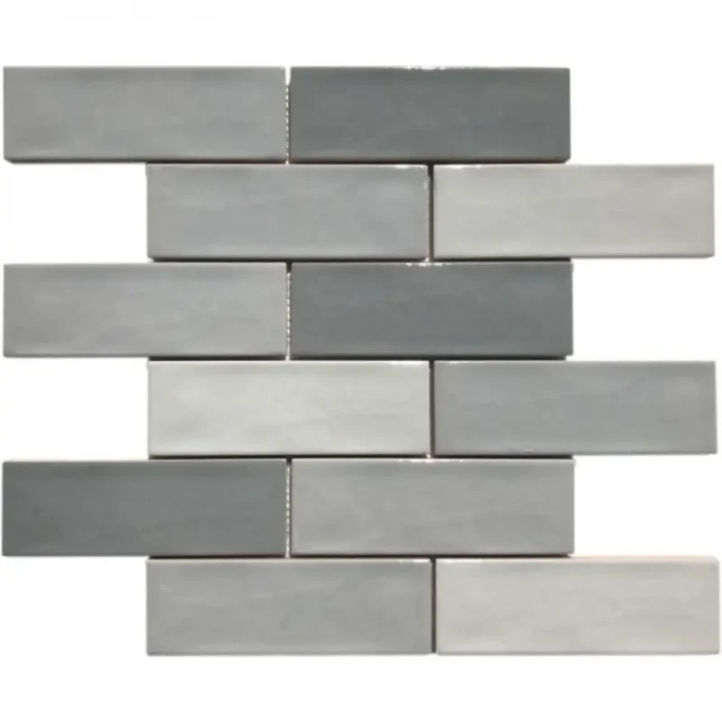 Pukka Tile Gri Blend 2x6 Brick Porselen Mozaik - Gri-Blend-2x6-Brick - Porselen Mozaik