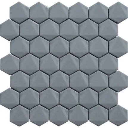 Pukka Tile Koyu Gri 3D Hexagon Porselen Mozaik - Koyu-Gri-3D-Hexagon - Porselen Mozaik
