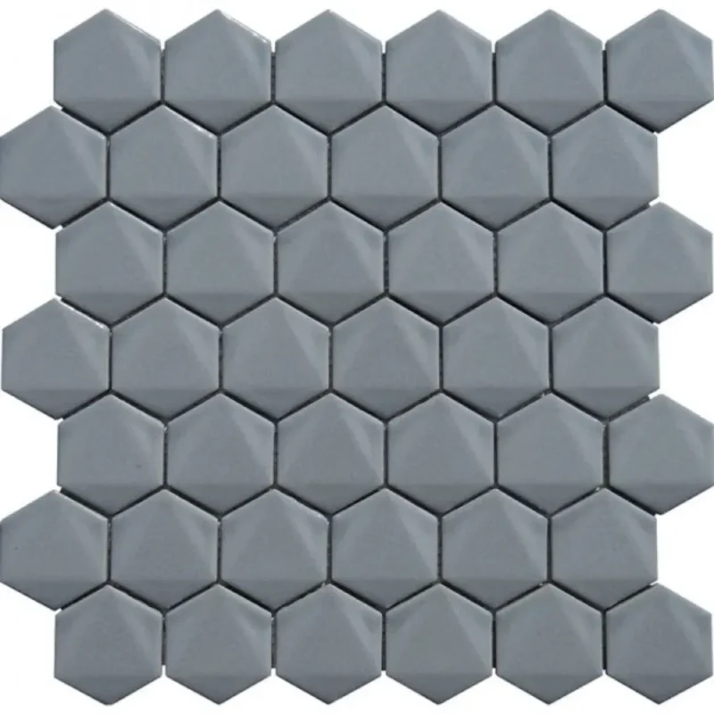 Pukka Tile Koyu Gri 3D Hexagon Porselen Mozaik - Koyu-Gri-3D-Hexagon - Porselen Mozaik
