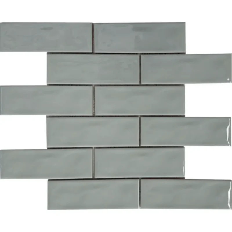 Pukka Tile Mint Yeşili 2x6 Dalgalı Brick Porselen Mozaik