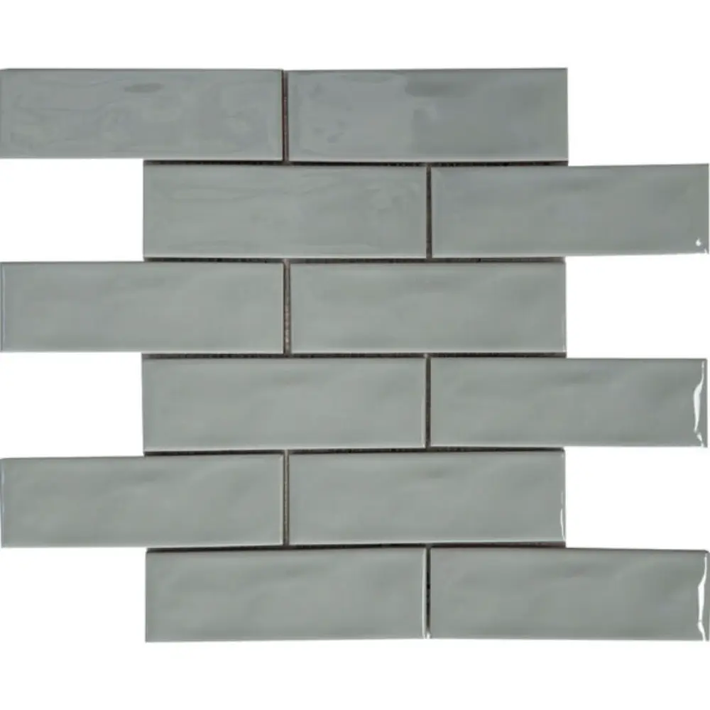 Pukka Tile Mint Yeşili 2x6 Dalgalı Brick Porselen Mozaik Pukka Tile Mint Yeşili 2x6 Dalgalı Brick Porselen Mozaik