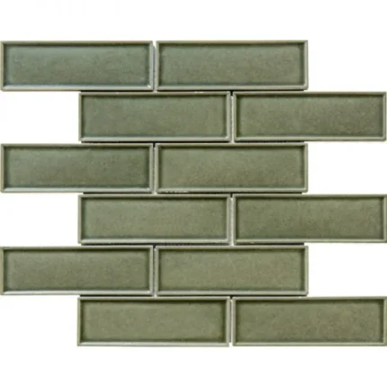 Pukka Tile Yeşil 2x6 Bevelled Brick Porselen Mozaik