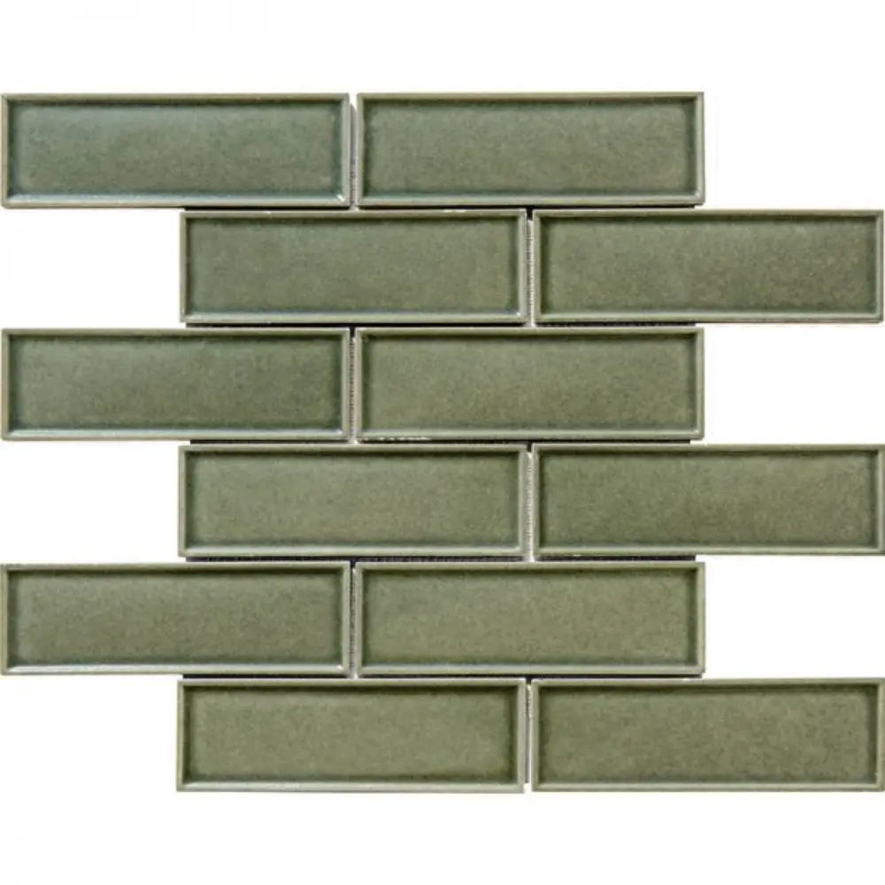 Pukka Tile Yeşil 2x6 Bevelled Brick Porselen Mozaik Pukka Tile Yeşil 2x6 Bevelled Brick Porselen Mozaik