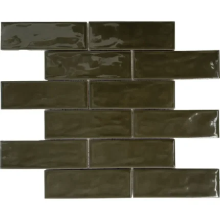 Pukka Tile Yeşil 2x6 Dalgalı Brick Porselen Mozaik