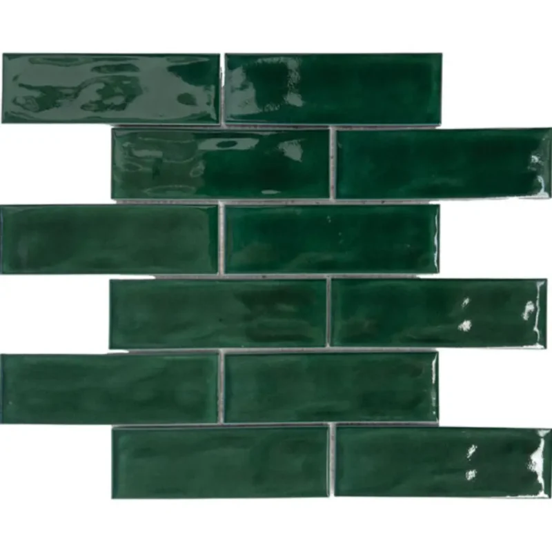 Pukka Tile Zümrüt Yeşili 2x6 Dalgalı Brick Porselen Mozaik - Zümrüt-Yeşili-2x6-Dalgalı-Brick - Porselen Mozaik