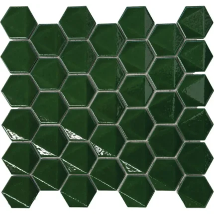 Pukka Tile Zümrüt Yeşili 3D Hexagon Porselen Mozaik