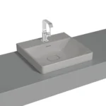 Vitra Metropole Çanak Lavabo 50x47 cm Tek Armatür Delikli, Su Taşma Delikli, Mat Taş Gri