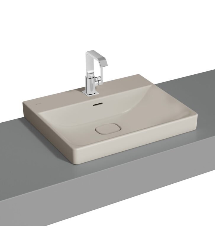 Vitra Metropole Çanak Lavabo 60x47 cm Tek Armatür Delikli, Su Taşma Delikli, Taupe - 7526B020-0973 - Çanak Lavabo