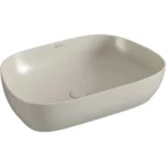 Vitra Outline Recycled Çanak Lavabo Tv Şekilli, 63x42 cm Armatür Deliksiz, Su Taşma Deliksiz, Mat Bej - 7993B066-0016 - Çanak Lavabo