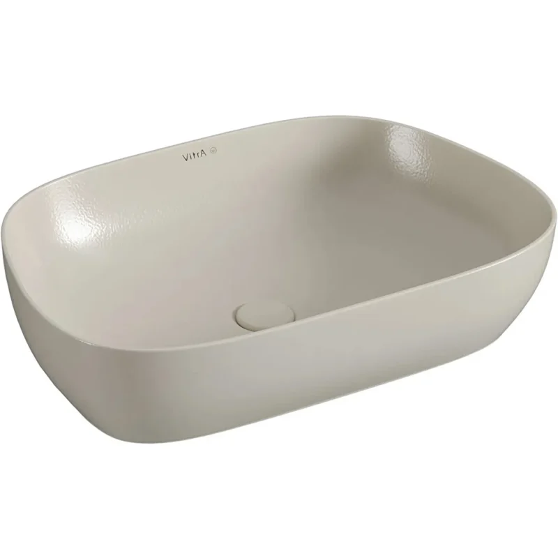 Vitra Outline Recycled Çanak Lavabo Tv Şekilli, 63x42 cm Armatür Deliksiz, Su Taşma Deliksiz, Mat Bej - 7993B066-0016 - Çanak Lavabo