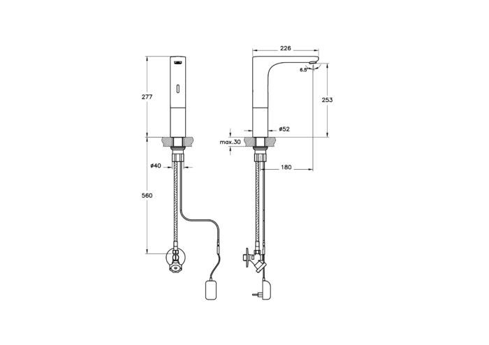 W-A47124 Vitra Root Round Temassız Çanak Lavabo Bataryası Elektrikli, Tek Su Girişli, Krom - A47124 - Fotoselli Çanak Lavabo Bataryası - 1