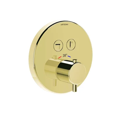 Artema AquaControl Round Ankastre Termostatik Banyo Bataryası Sıva Üstü Grubu, Soft Altın - A4271874 - Ankastre Banyo Bataryası