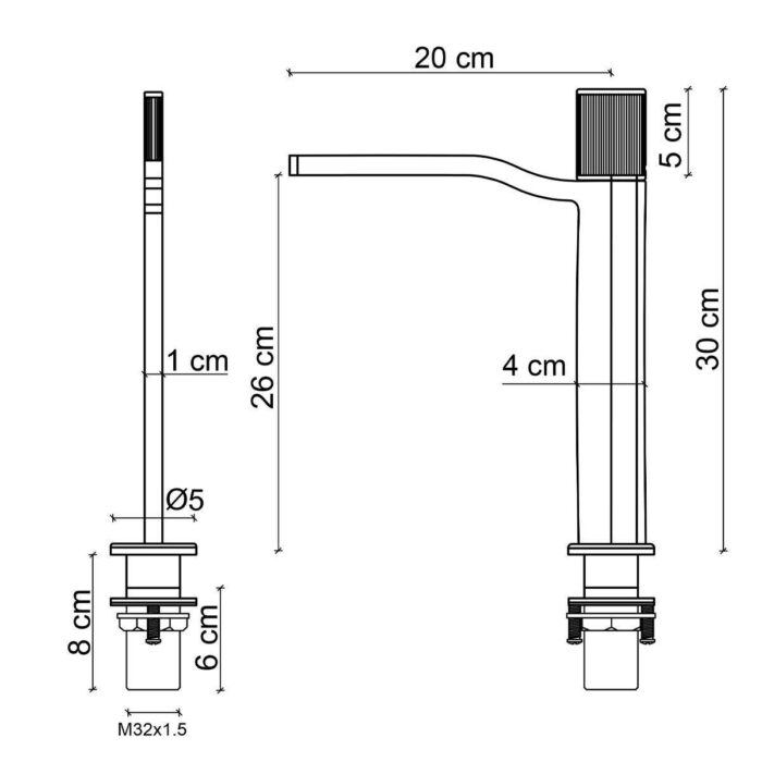 Fontana FA-7023 Yüksek Lavabo Bataryası Mat Rose - FA-7023 - Yüksek Lavabo Bataryası - 1