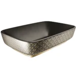 Kale Dove 2.0 60x40 Cm Mat Siyah Altın Dekor Dikdörtgen Çanak Lavabo - 310200200638 - Çanak Lavabo