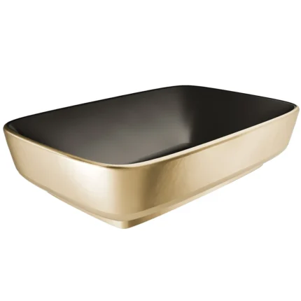 Kale Dove 2.0 60x40 Cm Mat Siyah Altın Dikdörtgen Çanak Lavabo - 310200200620 - Çanak Lavabo