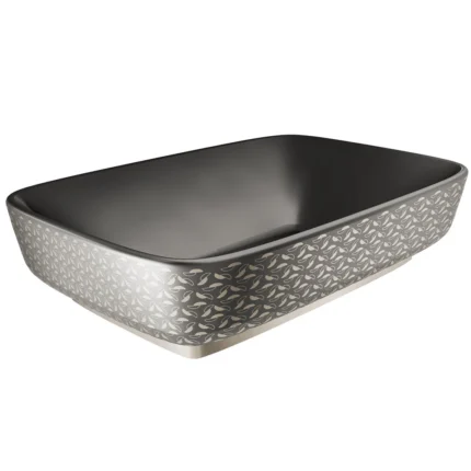 Kale Dove 2.0 60x40 Cm Mat Siyah Platin Dekor Dikdörtgen Çanak Lavabo - 310200200637 - Çanak Lavabo