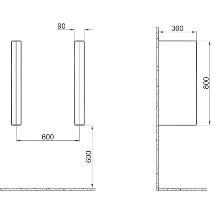 Kale Flat 80x36 Pisuvar Ara Bölme Mat Siyah - 310200300053 - Pisuvar Ara Bölmesi - 1