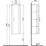 Kale Fold Pro 40 Cm Mat Beyaz Boy Dolabı Sol - 310300103995 - Boy Dolaplar - 1