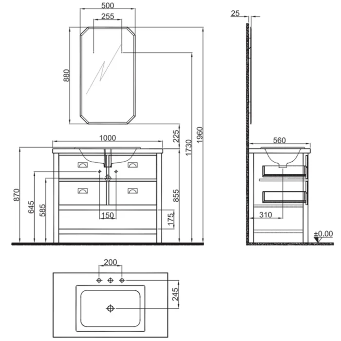 kale grandhome 100 cm mat adacayi yesili asteroid banyo dolabi takimi mat altin kulp 958.jpg