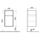 Kale Mood 35 Cm Mat Siyah-Pasifik A Çekmeceli Yan Modül