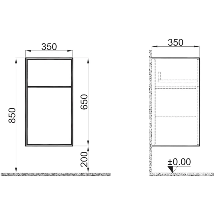 Kale Mood 35 Cm Mat Siyah-Pasifik A Çekmeceli Yan Modül