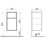 Kale Mood 35 Cm Mat Siyah-Pasifik A Raflı Yan Modül