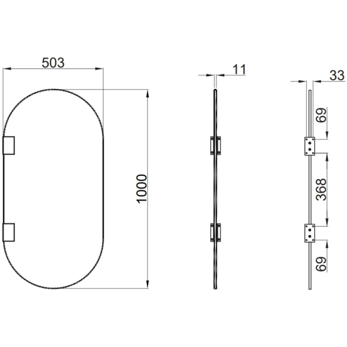 Kale Panello 100x50 cm Oval Formlu Mat Antrasit Pisuvar Paneli - 310300104082 - Pisuvar Ara Bölmesi - 1
