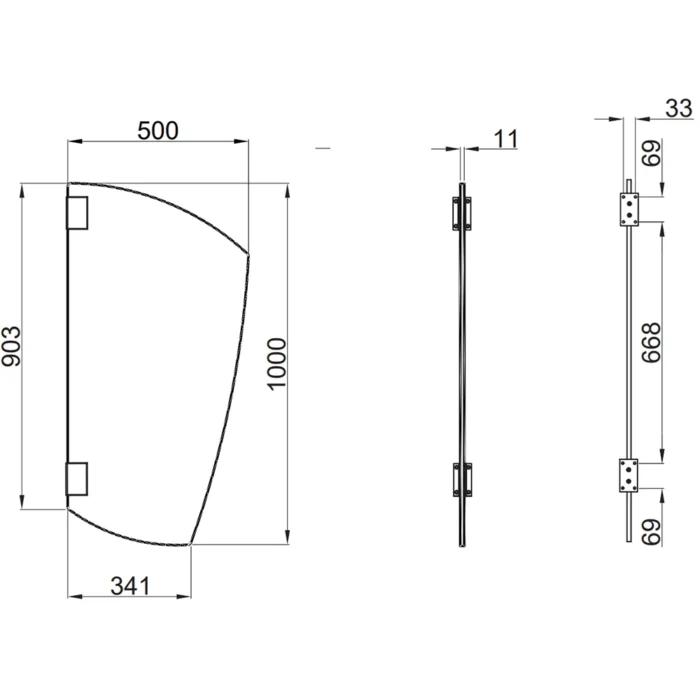 Kale Panello 100x50 cm Yelken Formlu Mat Antrasit Pisuvar Paneli
