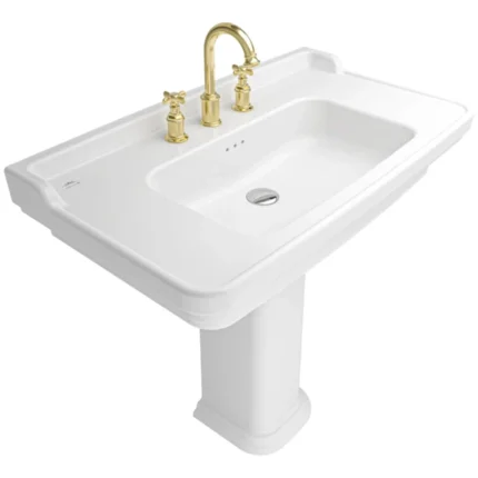 Kale Petra 90x50 Cm 3 Armatür Delikli Etajerli Lavabo - 310200200680 - Etajerli Lavabo