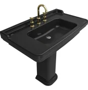 Kale Petra 90x50 Cm 3 Armatür Delikli Siyah Etajerli Lavabo - 310200200681 - Etajerli Lavabo