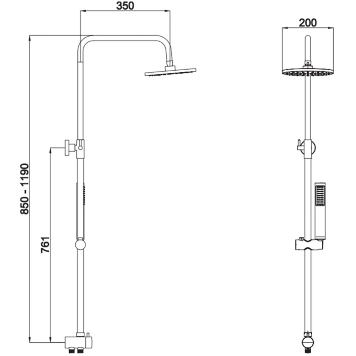 Kale Rain Mare Mat Siyah Duş Barı - 410200505047 - Duş Setleri, Yağmur Duş Sistemleri - 1