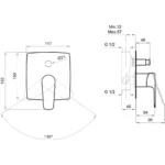 Kale Rain Round Push Buton Fırçalanmış Nikel Yuvarlak Duş Barı - 410200505502 - Duş Setleri, Yağmur Duş Sistemleri - 1