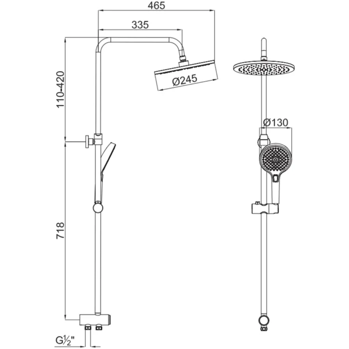 Kale Rain Round Push Buton Yuvarlak Duş Barı