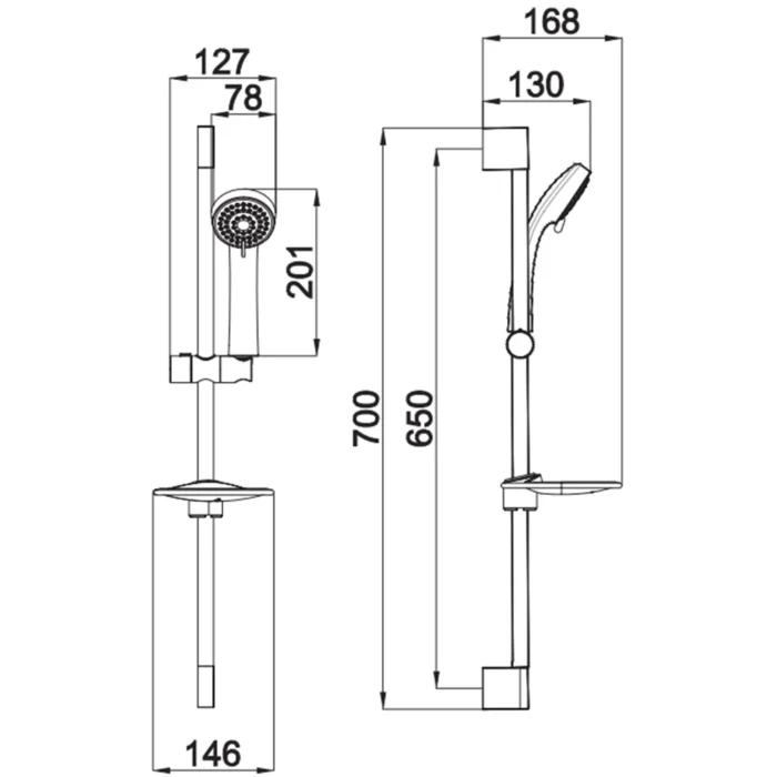 Kale Rain S110 3 Fonksiyonlu Sürgülü Fırçalanmış Nikel El Duşu Takımı - 410200505512 - El Duşu Takımı - 1