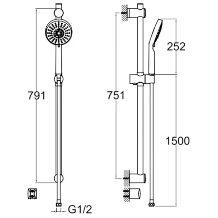 Kale Rain S120 Plus 5 Fonksiyonlu Sürgülü El Duşu Takımı - 410200504971 - El Duşu Takımı - 1
