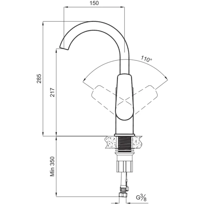 Kale Tandem Döner Borulu Siyah Lavabo Bataryası - 410200505483 - Lavabo Bataryası - 1