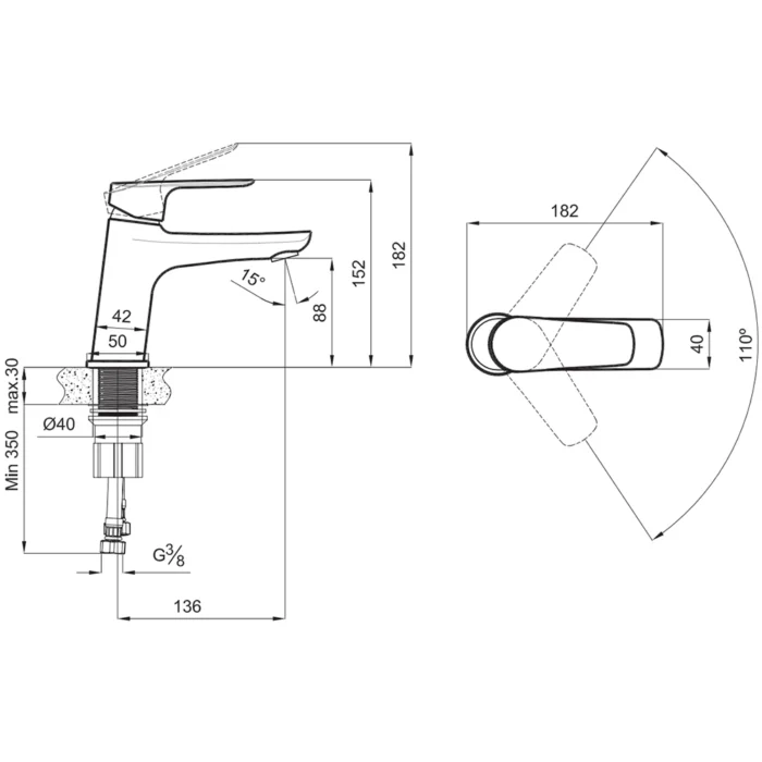 Kale Tandem H12 Altın Lavabo Bataryası - 410200505480 - Lavabo Bataryası - 1