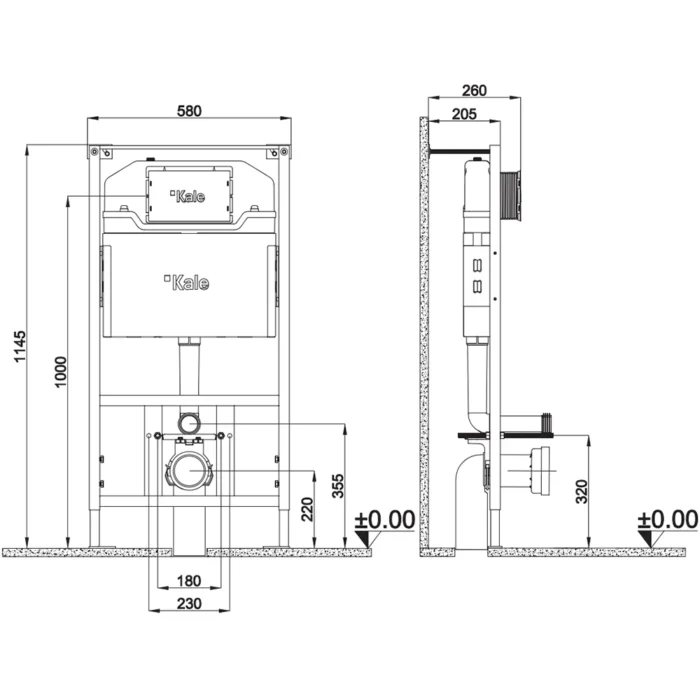 Kale Triton 3/6L Duvar Önü Gömme Rezervuar - 310200500072 - Gömme Rezervuarlar - 1