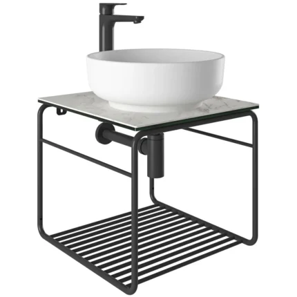 Kale Volo 45 Cm Yuvarlak Mat Beyaz Lavabolu Metal Banyo Mobilya Seti - 310300104136 - Banyo Alt Modülleri