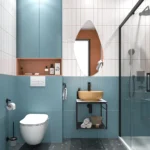 Kale Volo 45 Cm Yuvarlak Mat Sarı Lavabolu Metal Banyo Mobilya Seti