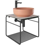 Kale Volo 45 Cm Yuvarlak Mat Şeftali Lavabolu Metal Banyo Mobilya Seti - 310300104131 - Banyo Alt Modülleri