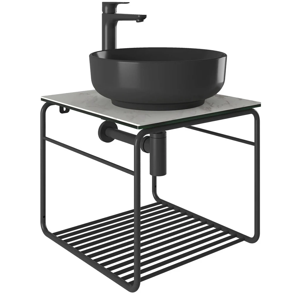 Kale Volo 45 Cm Yuvarlak Siyah Lavabolu Metal Banyo Mobilya Seti Kale Volo 45 Cm Yuvarlak Siyah Lavabolu Metal Banyo Mobilya Seti