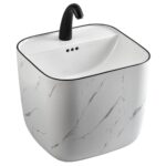 Lena E-251MS Monoblok Lavabo Mermer Desenli Beyaz & Siyah