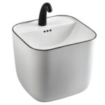 Lena E-251S Monoblok Lavabo Beyaz & Siyah - E-251S - Monoblok Bütün Lavabo