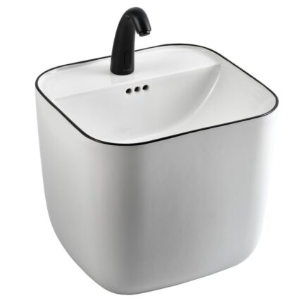 Lena E-251S Monoblok Lavabo Beyaz & Siyah - E-251S - Monoblok Bütün Lavabo