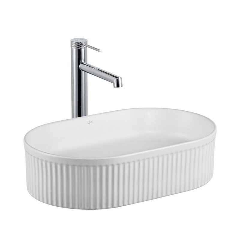 Lena E-W1002MB Tezgah Üstü Mat Beyaz Lavabo